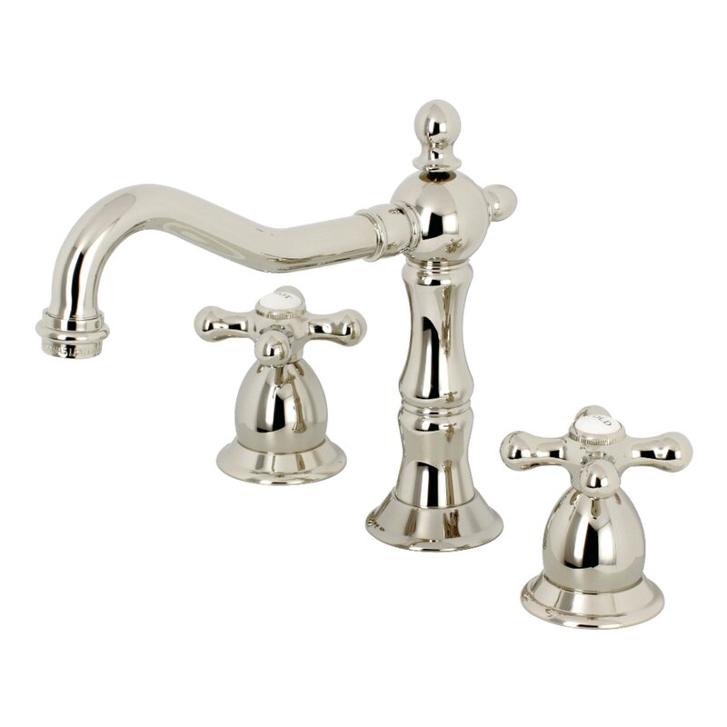 Heritage Big Cross Handle Widespread Bathroom Faucet With Drain Assembly 